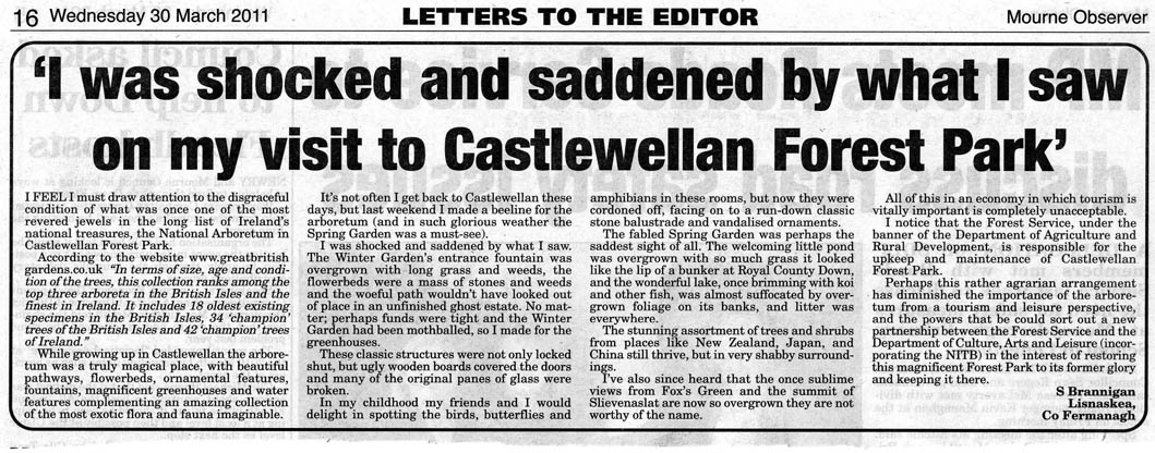 Castlewellan article Newspaper cutting